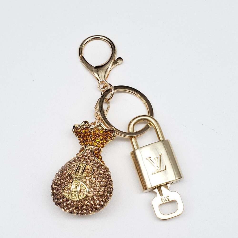 Authentic Louis Vuitton Padlock & Key Gold ✨Unbranded Bag Charm Keychain - Picture 6 of 8